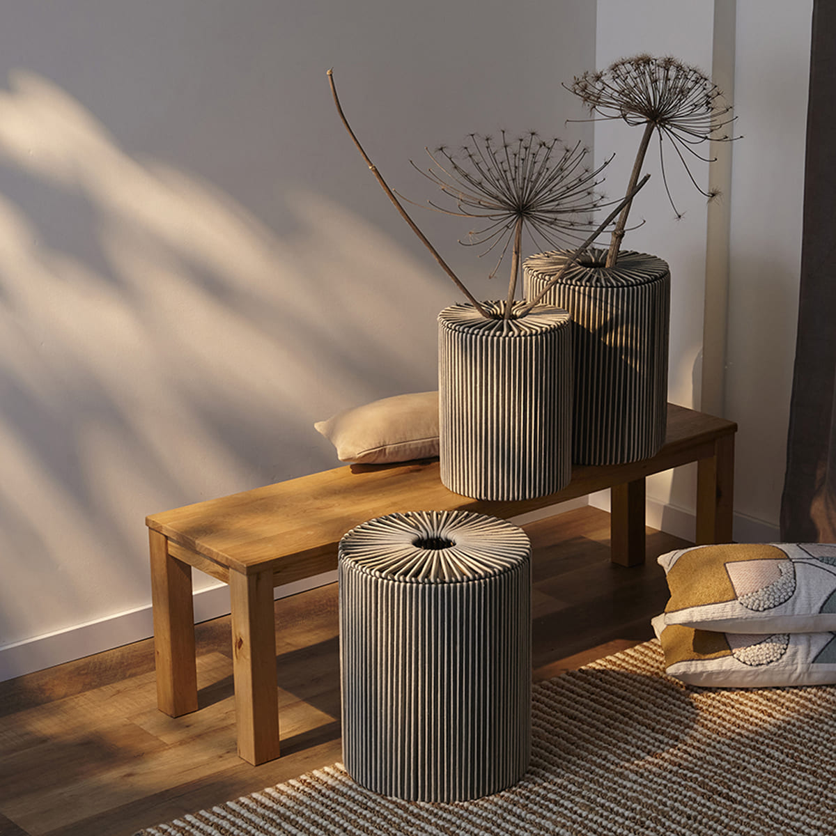 Корзина плетеная Tkano Ethnic Dholak Grey, размер M