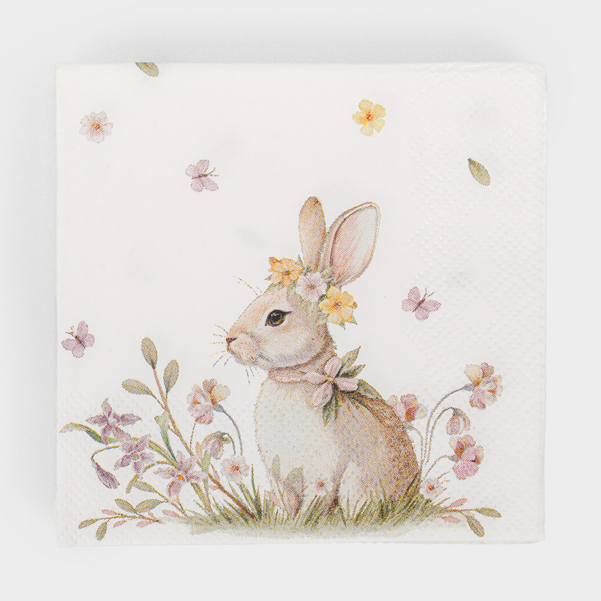 Салфетки бумажные Anna Lafarg Пасха Натуральная Кролик с венком, 20шт