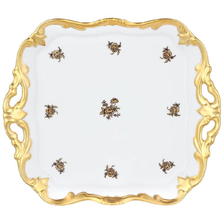 Блюдо квадратное Weimar Porzellan Роза Золотая 21см