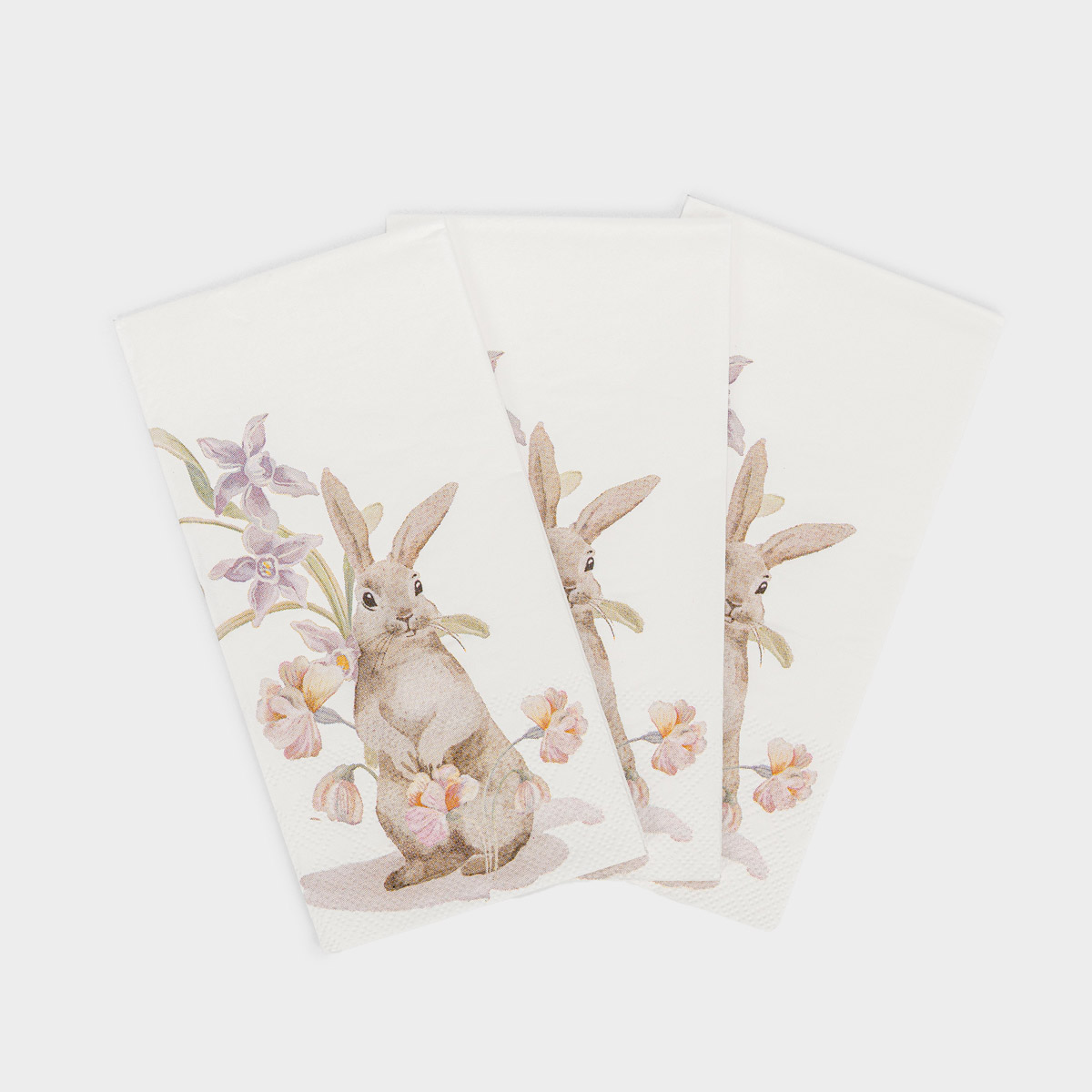 Салфетки бумажные Anna Lafarg Пасха Натуральная Кролик в цветах, 20шт