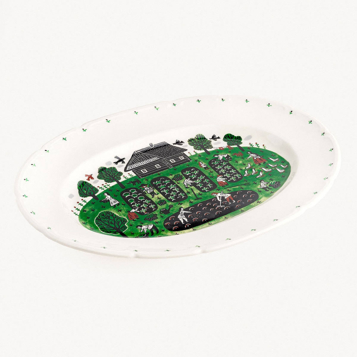 Блюдо овальное Дымов Керамика Огород Уткина Урожай