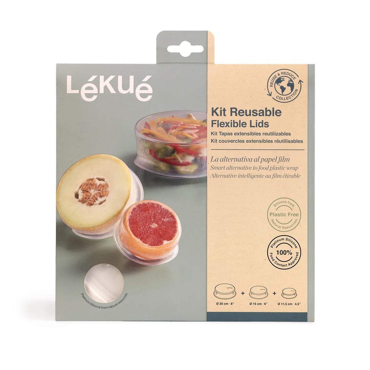 Набор крышек эластичных Lekue Reuse & Reduce 3шт