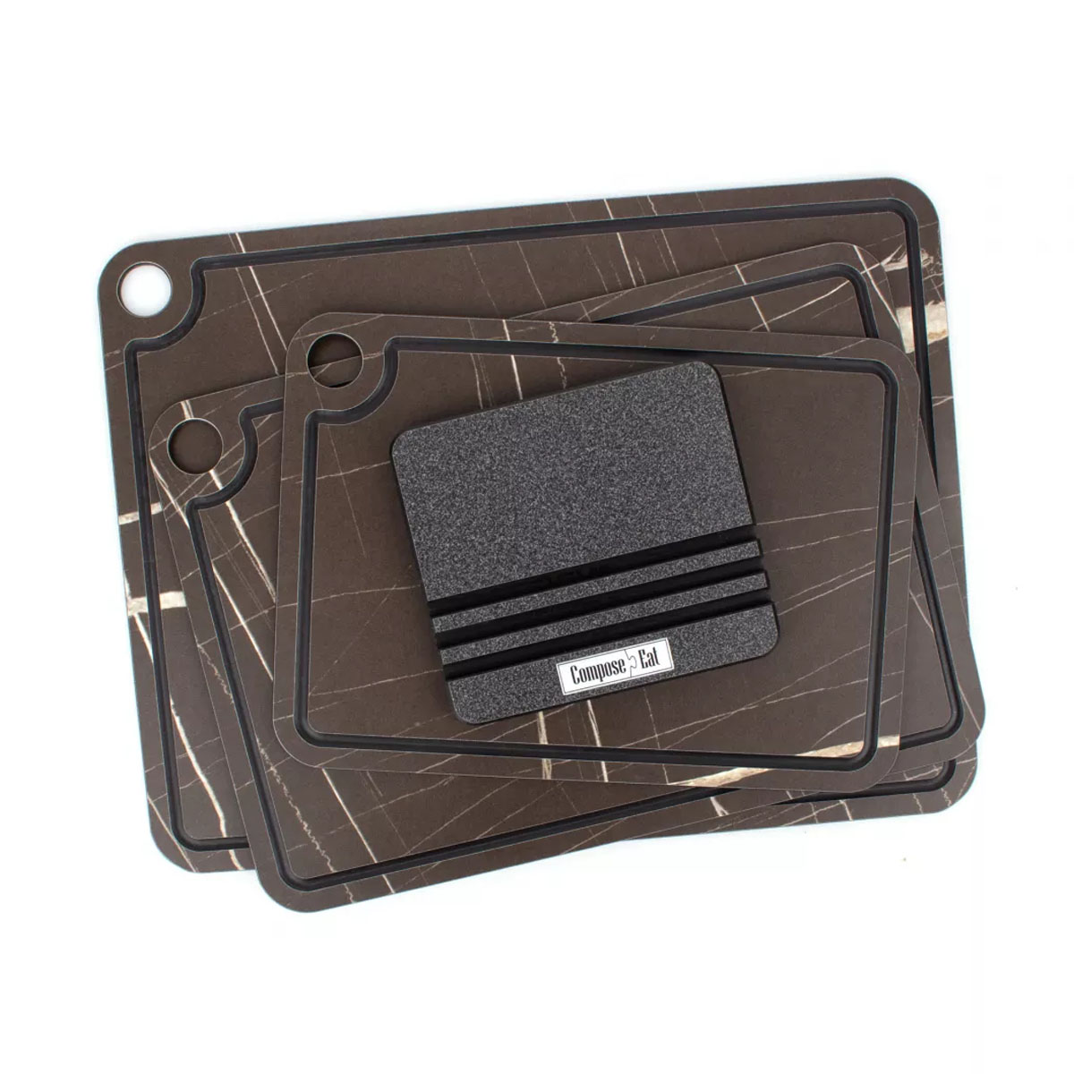 Набор разделочных досок на подставке ComposeEat Elegance мрамор Сахара Brown, 3шт