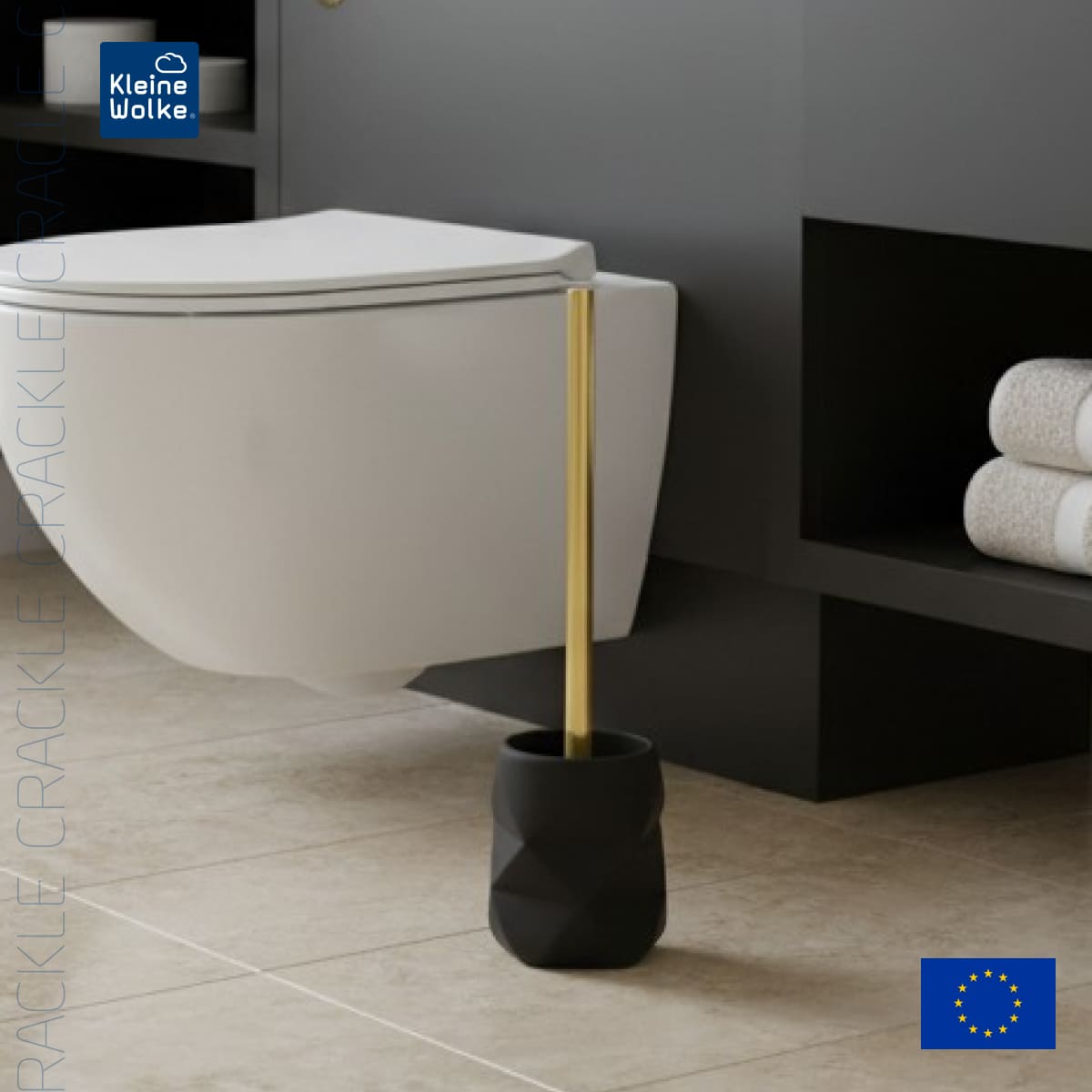 Ерш с подставкой Kleine Wolke Golden Crackle, черный