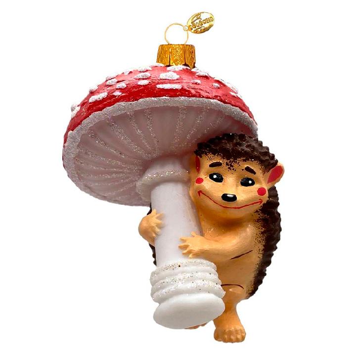 Елочное украшение Коломеев Ежик с мухомором