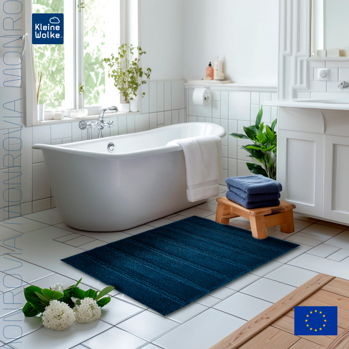 Коврик для ванной комнаты Kleine Wolke Monrovia 60x100см, темно-синий