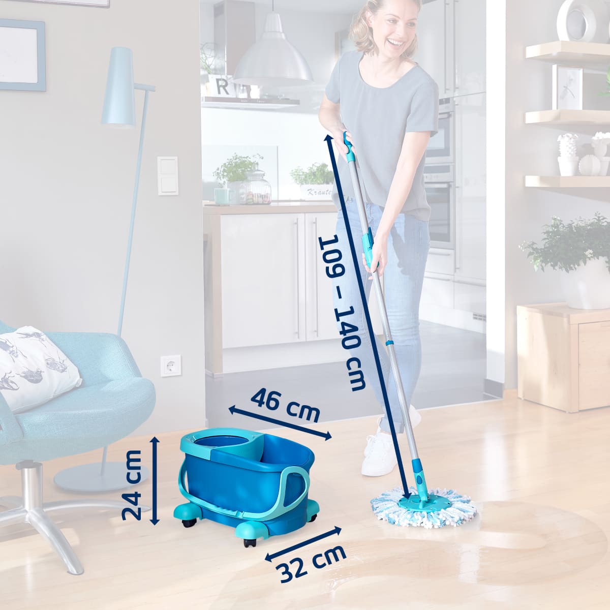 Набор для уборки Leifheit Clean Twist швабра и ведро с отжимом на колесиках