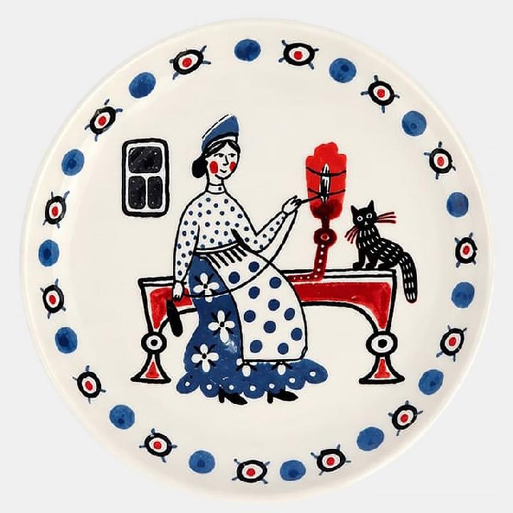 Тарелка пирожковая Дымов Керамика Русские забавы Соня Уткина. Прялка