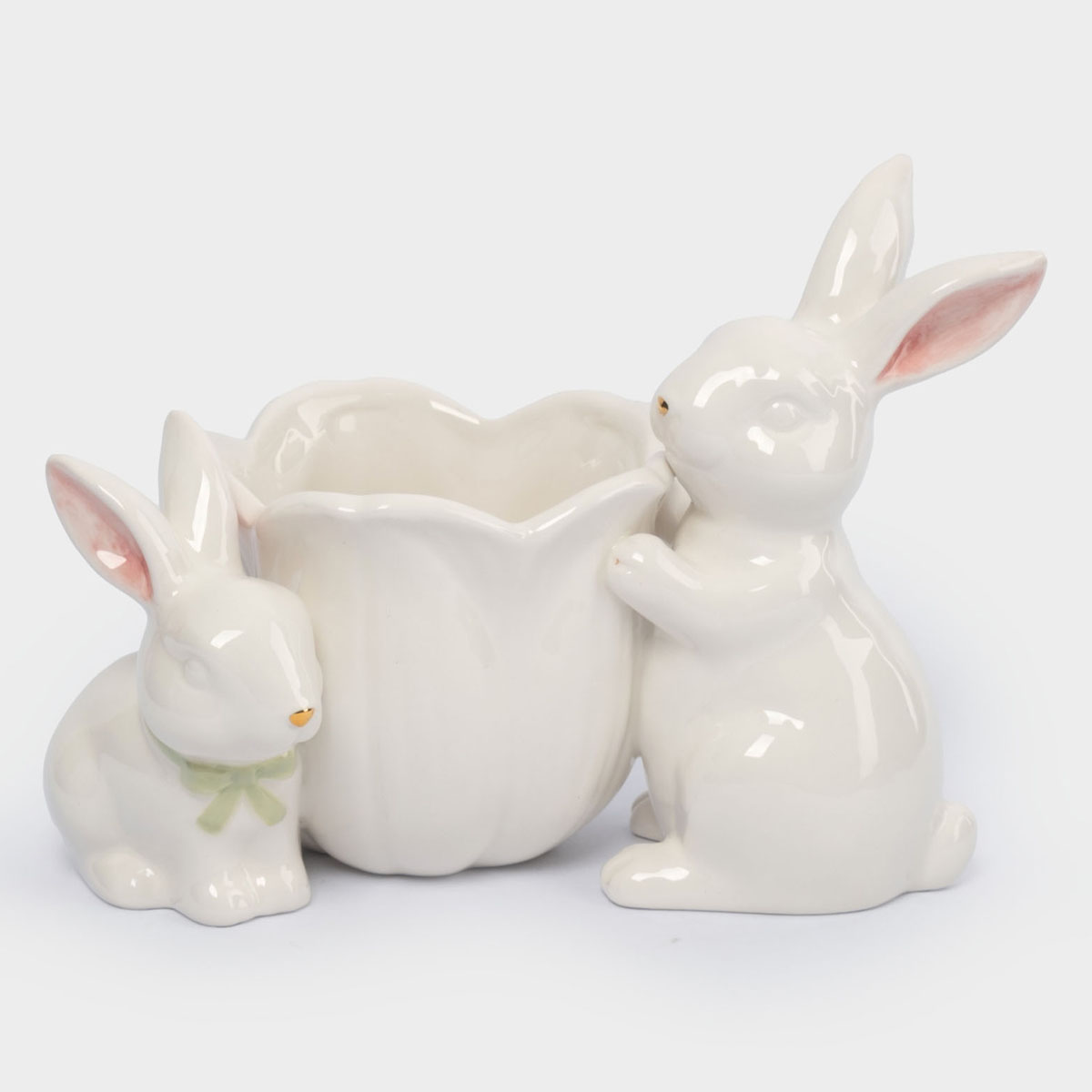 Конфетница Anna Lafarg Пасха Золотая Кролики с цветком