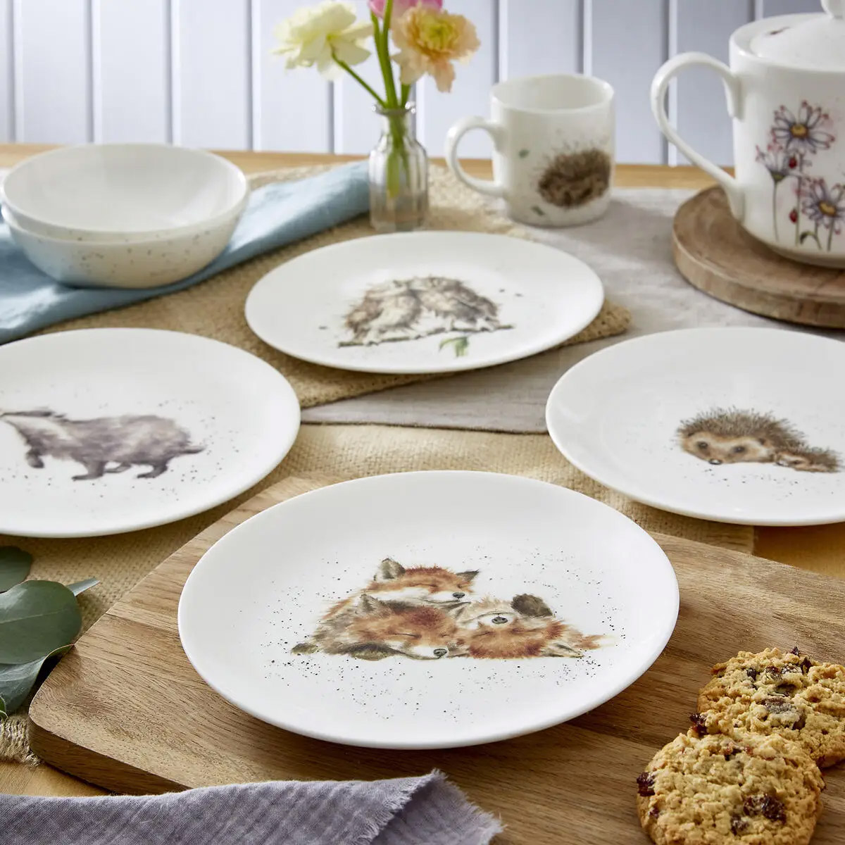 Набор тарелок закусочных Royal Worcester’s Wrendale Designs Барсук, еж, лиса, сова 4шт