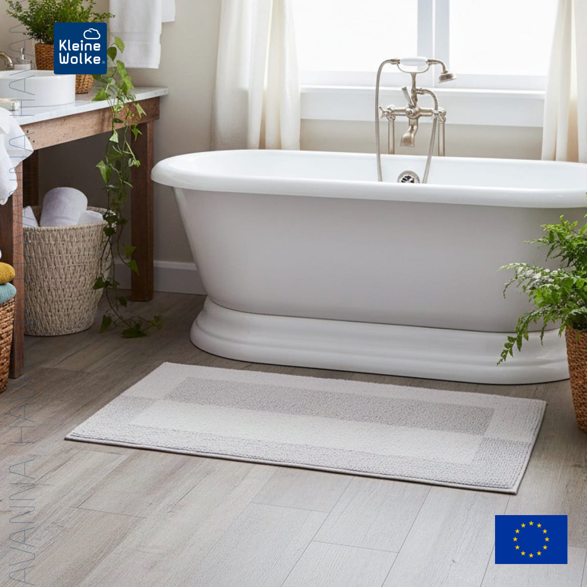 Коврик для ванной 60x100см Kleine Wolke Havanna, серебряный