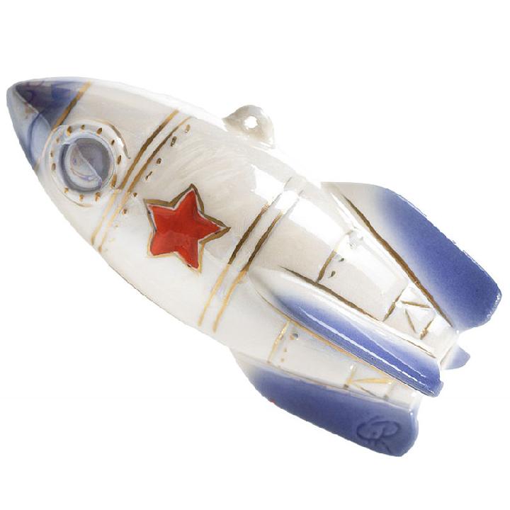 Елочная игрушка Фарфоровая мануфактура Ретро-Космос. Ракета