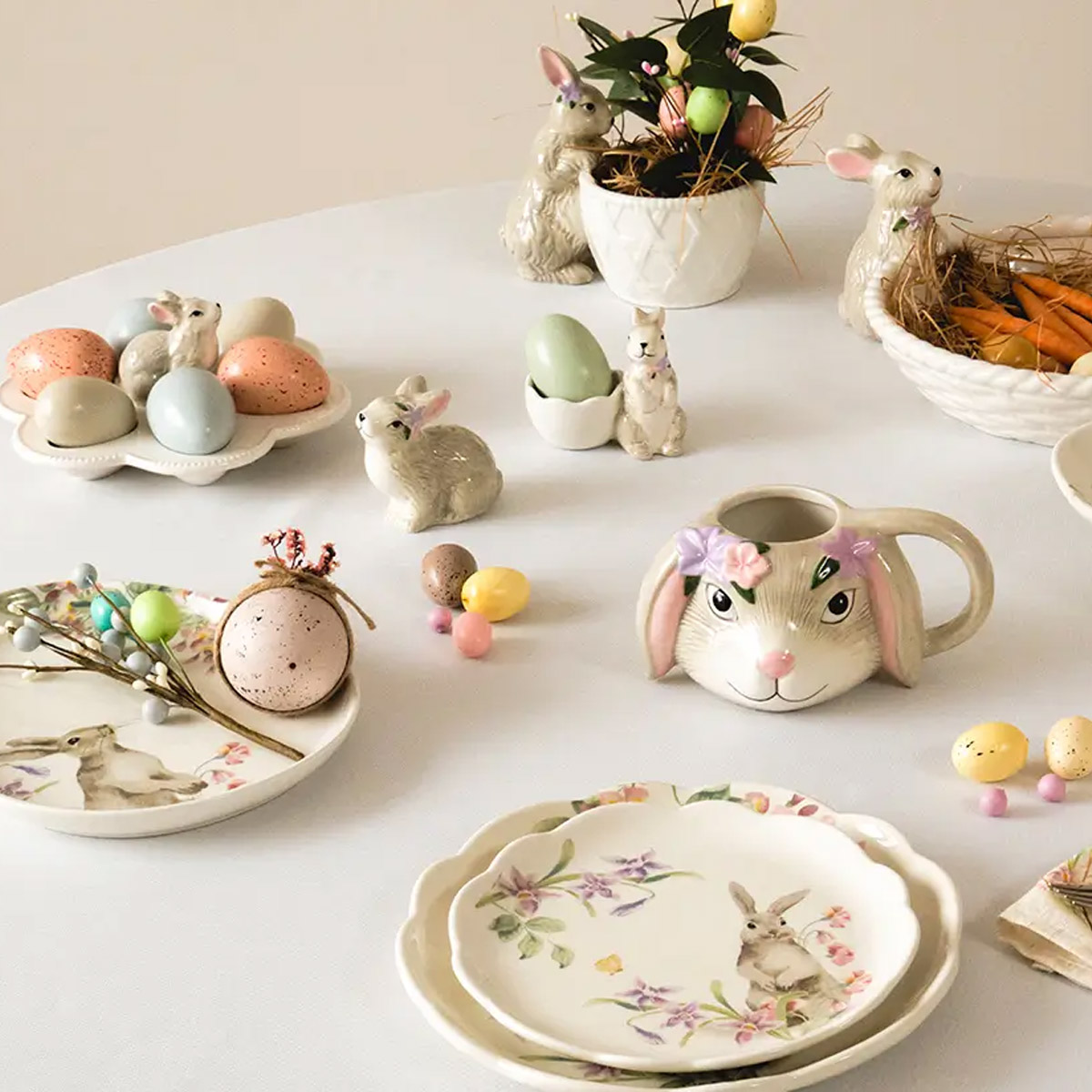 Салатник Anna Lafarg Пасха Натуральная Кролик с цветами