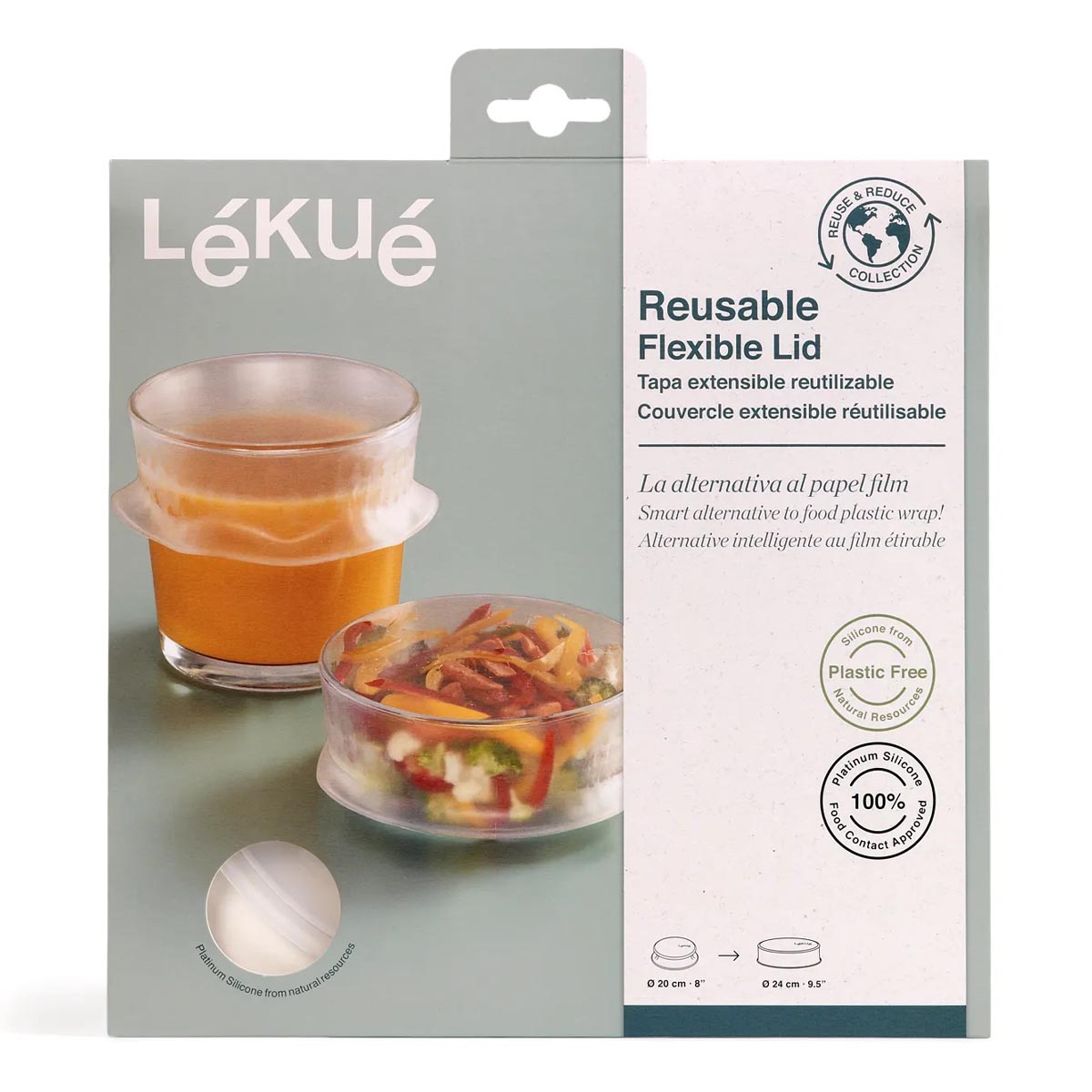 Крышка эластичная Lekue Reuse & Reduce 20см