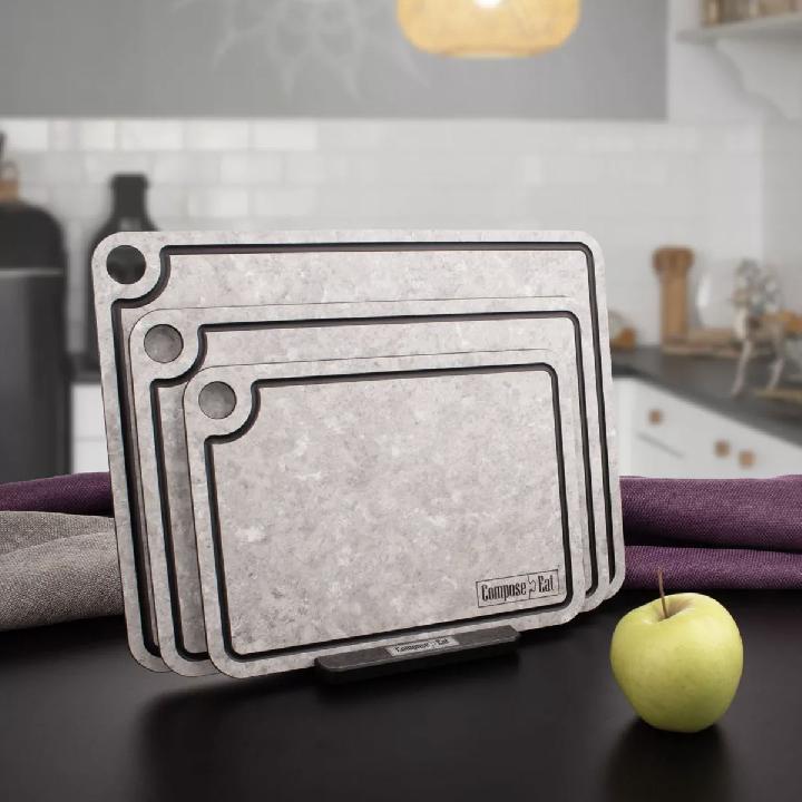 Набор разделочных досок на подставке ComposeEat Elegance белый камень