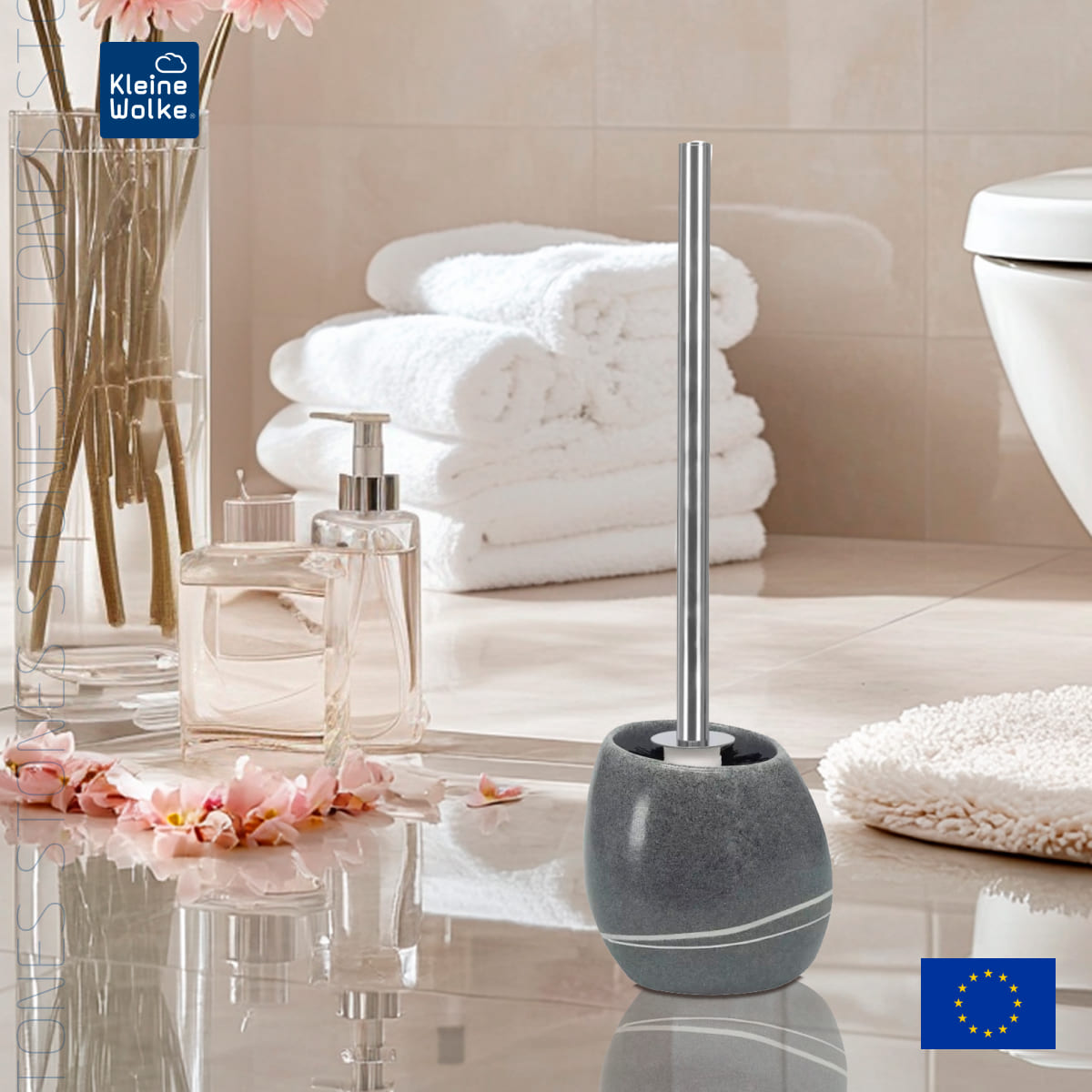 Ерш с подставкой Kleine Wolke Stones, серый