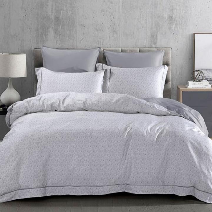 Комплект постельного белья евро Anabella Asabella узор на светло-сером