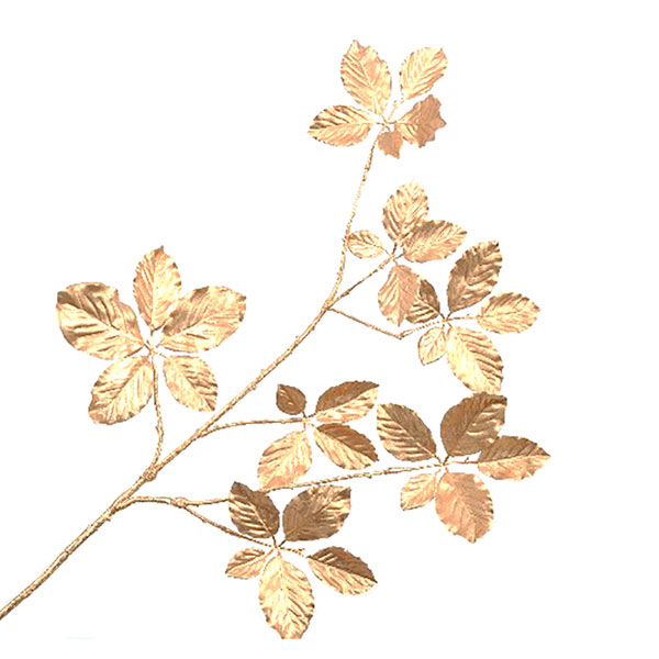 Искусственные цветы Silk-ka Ветка с листьями 82см, цвет золотой