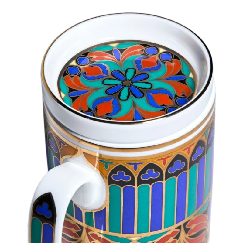 Кружка с блюдцем и крышкой Императорский фарфоровый завод Готический