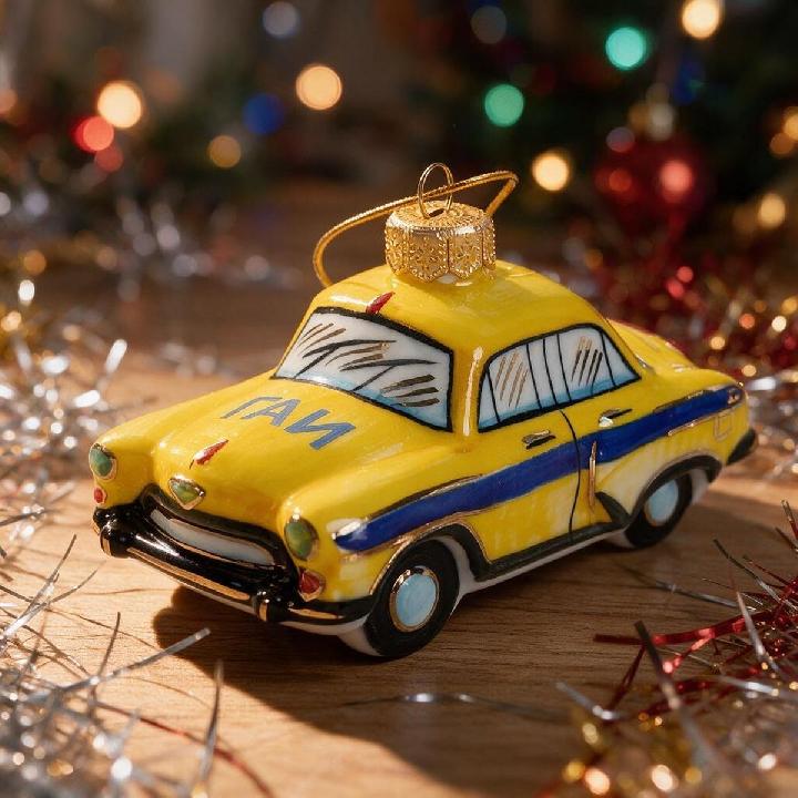 Елочная игрушка Лефортовский фарфор Автомобиль ГАИ