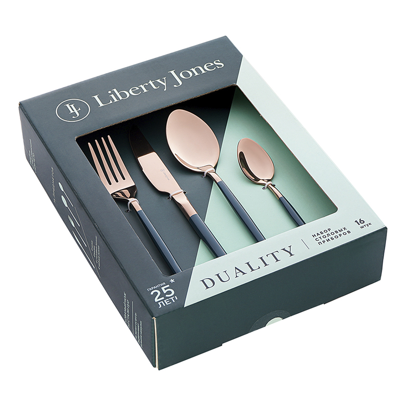 Набор столовых приборов Liberty Jones Duality 16 предметов на 4 персоны, розовое золото