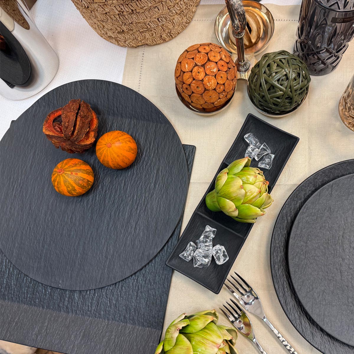 Блюдо для подачи с двумя бортами Home Chef Cloud Black 36,8x17см