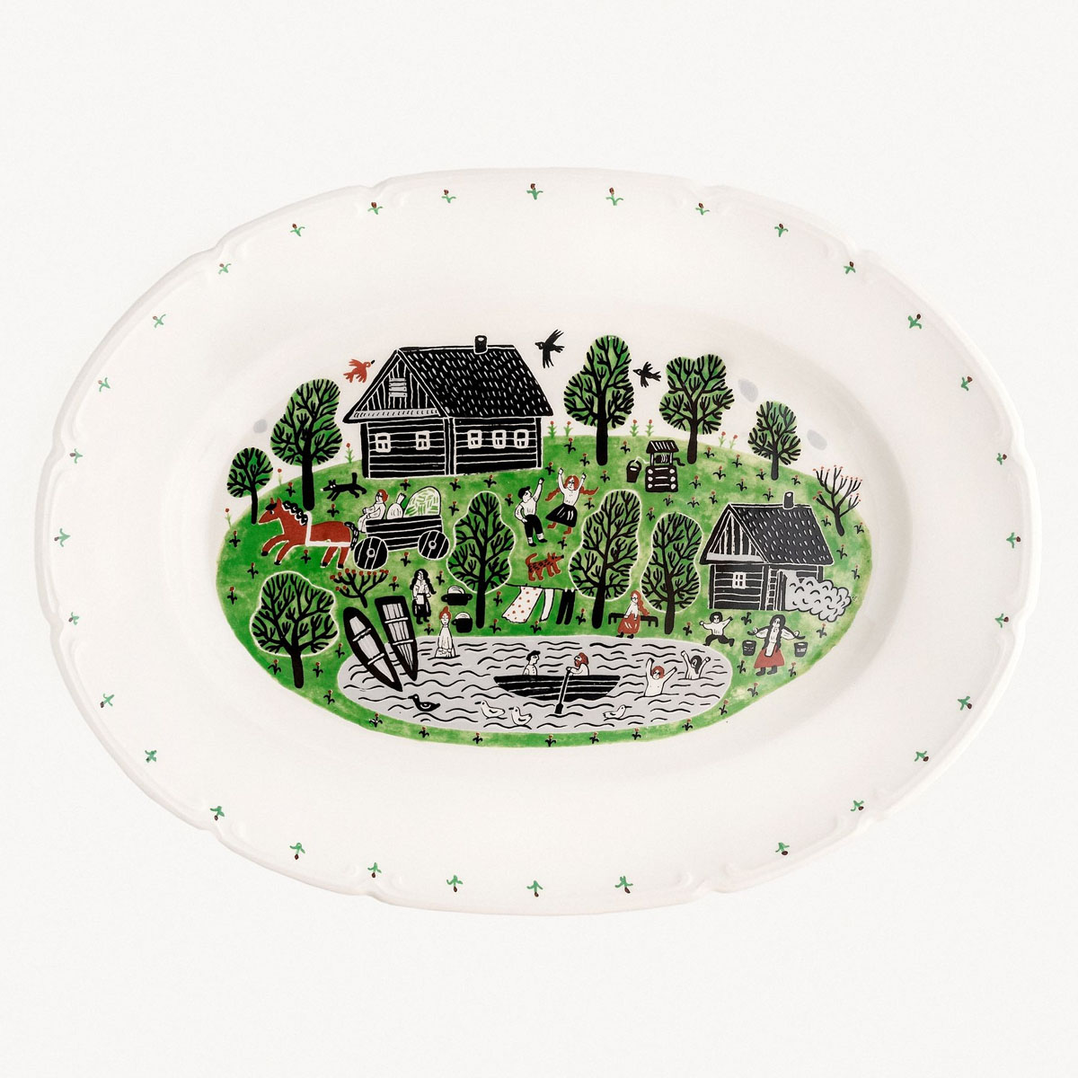 Блюдо овальное Дымов Керамика Огород Уткина Деревня