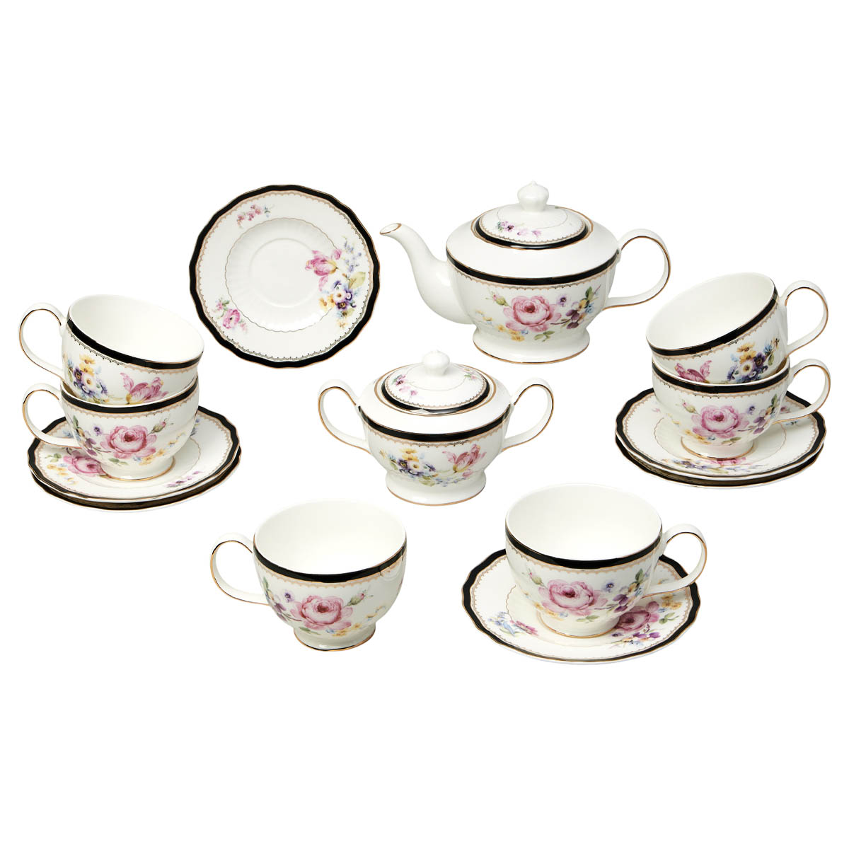 Чайный сервиз Lefard Мейсенский Букет 17 предметов на 6 персон