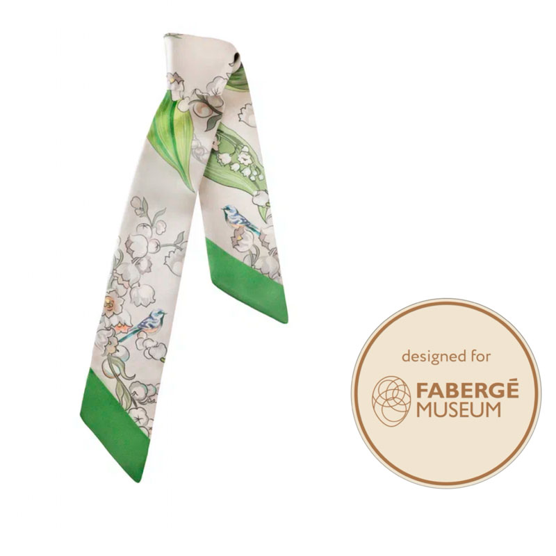 Шарф Mollen Твилли Ландыши в зеленом