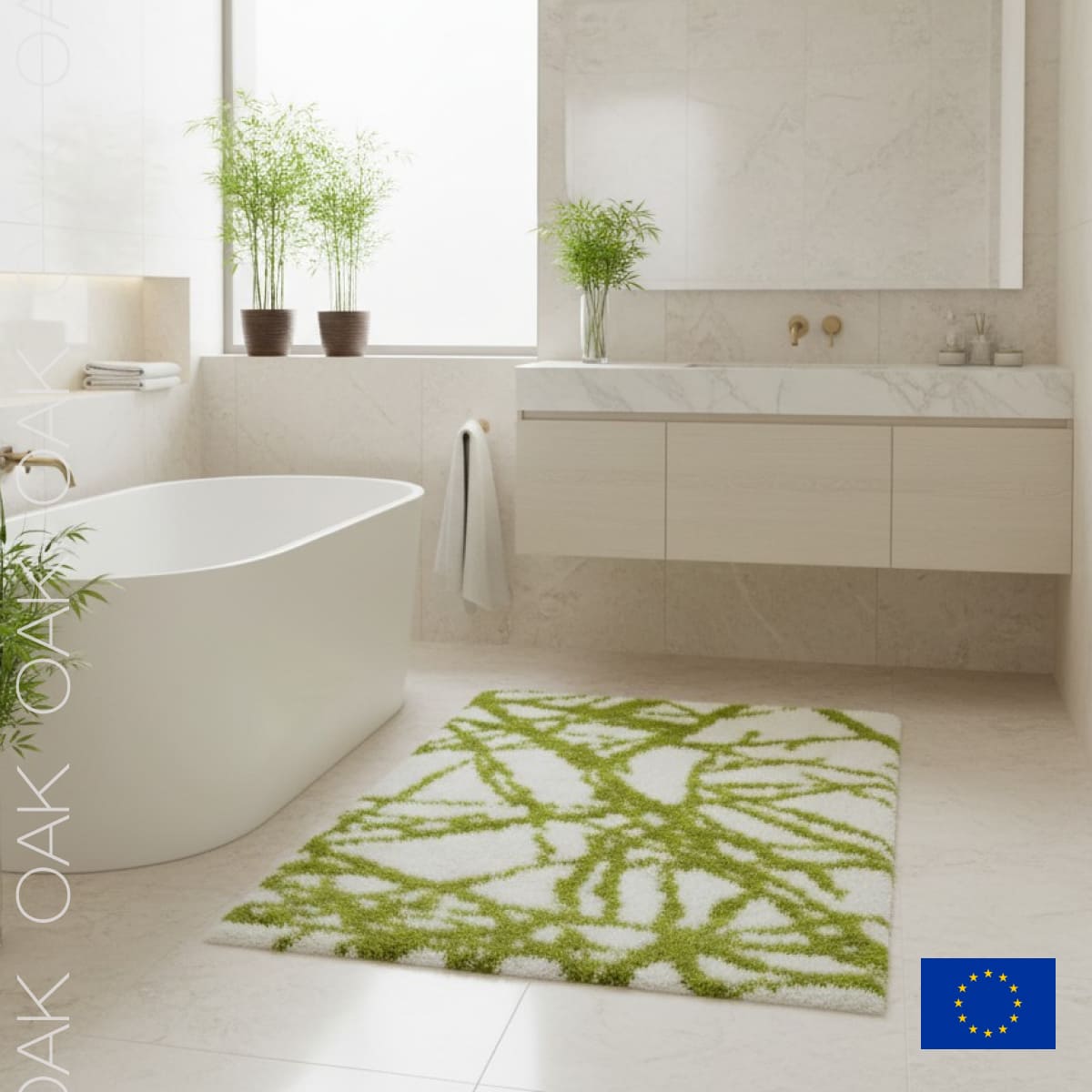 Коврик для ванной 60x90см Spirella OAK, зеленый