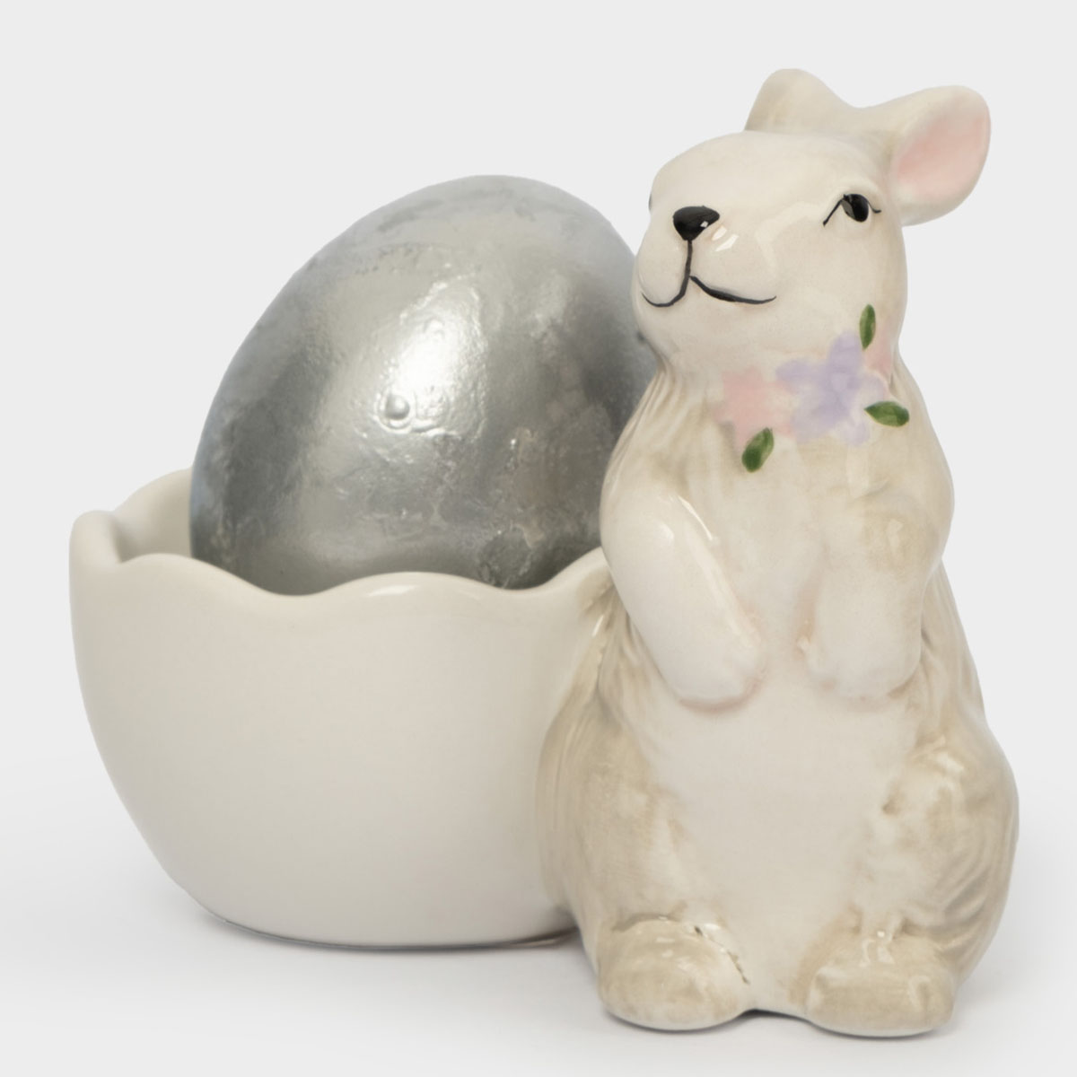 Подставка для яйца Anna Lafarg Пасха Натуральная Кролик с цветами 8см