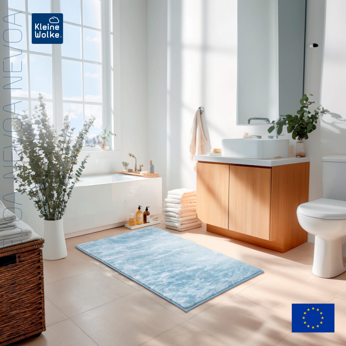 Коврик для ванной комнаты Kleine Wolke Nevoa 70x120см, светло-голубой
