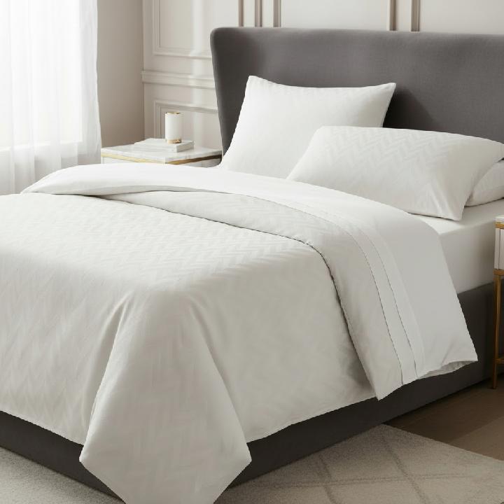 Комплект постельного белья семейный Lameirinho Jacquard, белый