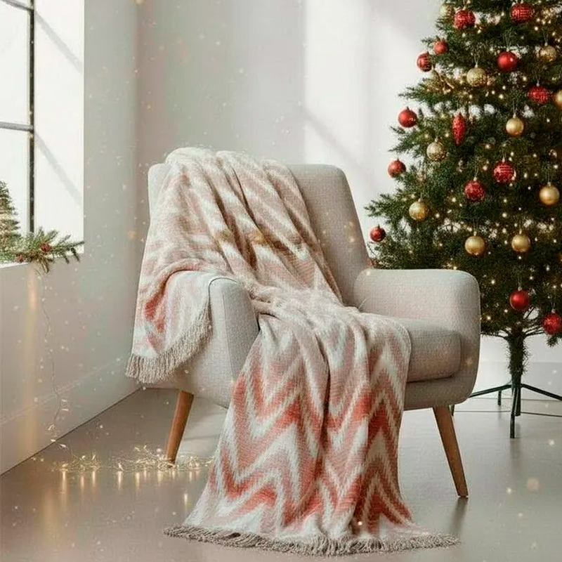 Плед 150x200см Pappel Cotton, красный с бежевым