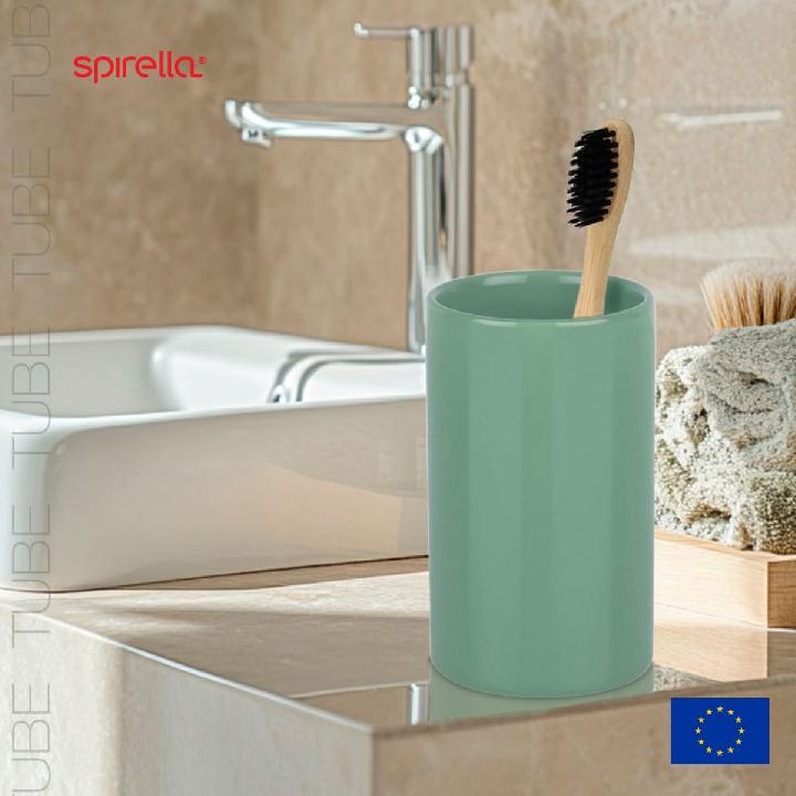 Стакан для зубных щеток Spirella Tube Moss-Green, керамика, цвет зеленый