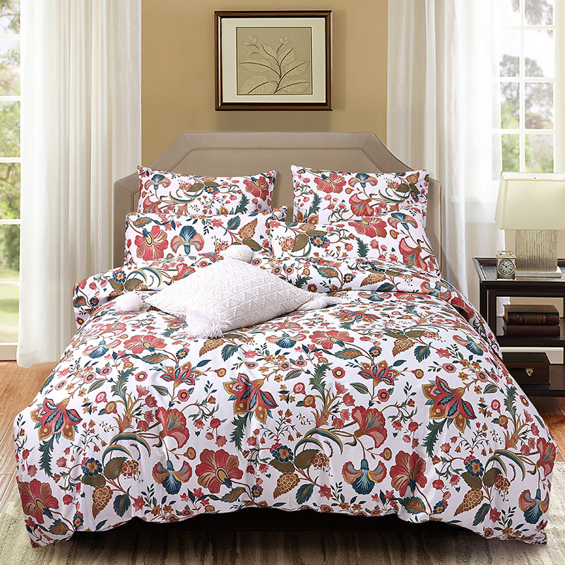 Комплект постельного белья 2-спальный Pappel, белый с красным