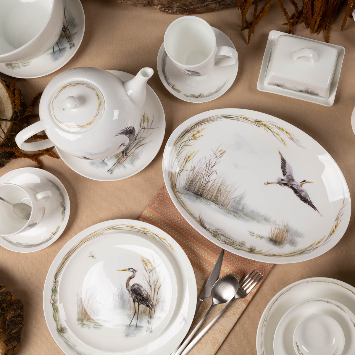Набор чайных пар Zapel Ardea Cinerea 12 предметов на 6 персон