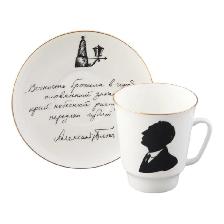 Пара чайная Императорский фарфоровый завод Русские писатели Блок