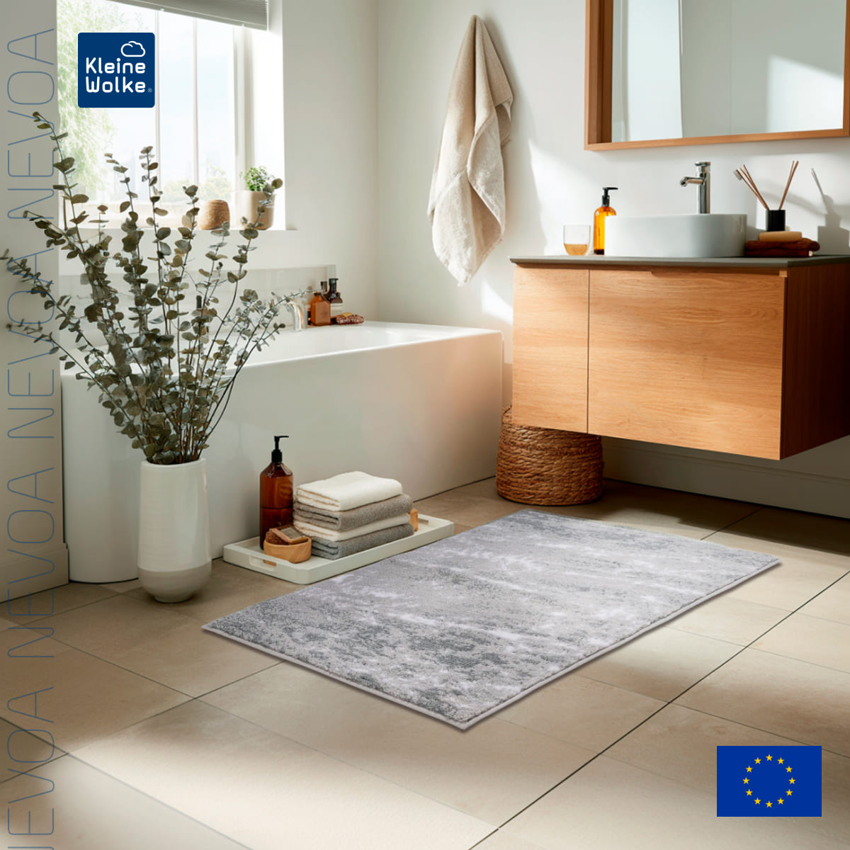 Коврик для ванной комнаты Kleine Wolke Nevoa 70x120см, серебристо-серый