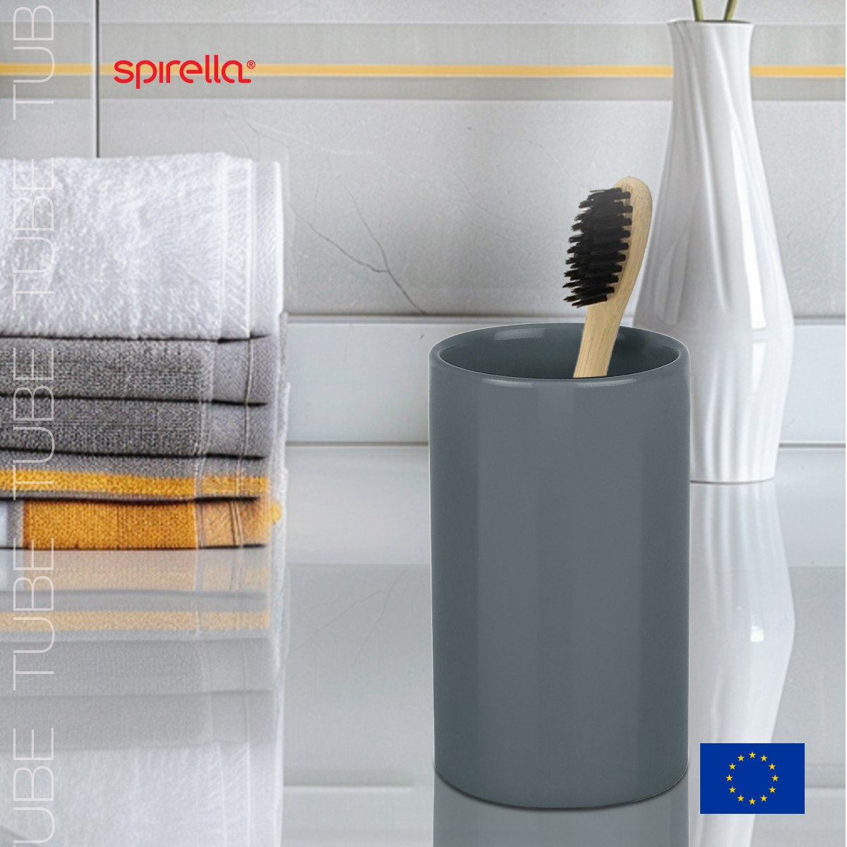 Стакан для зубных щеток Spirella Tube Dark Grey