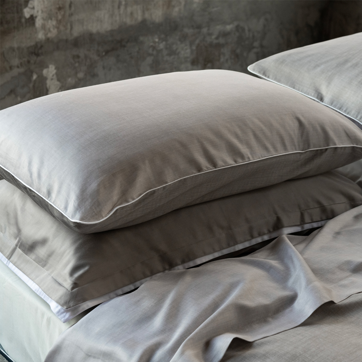 Комплект постельного белья евро Emanuela Galizzi Mikado 2552, серо-зеленый