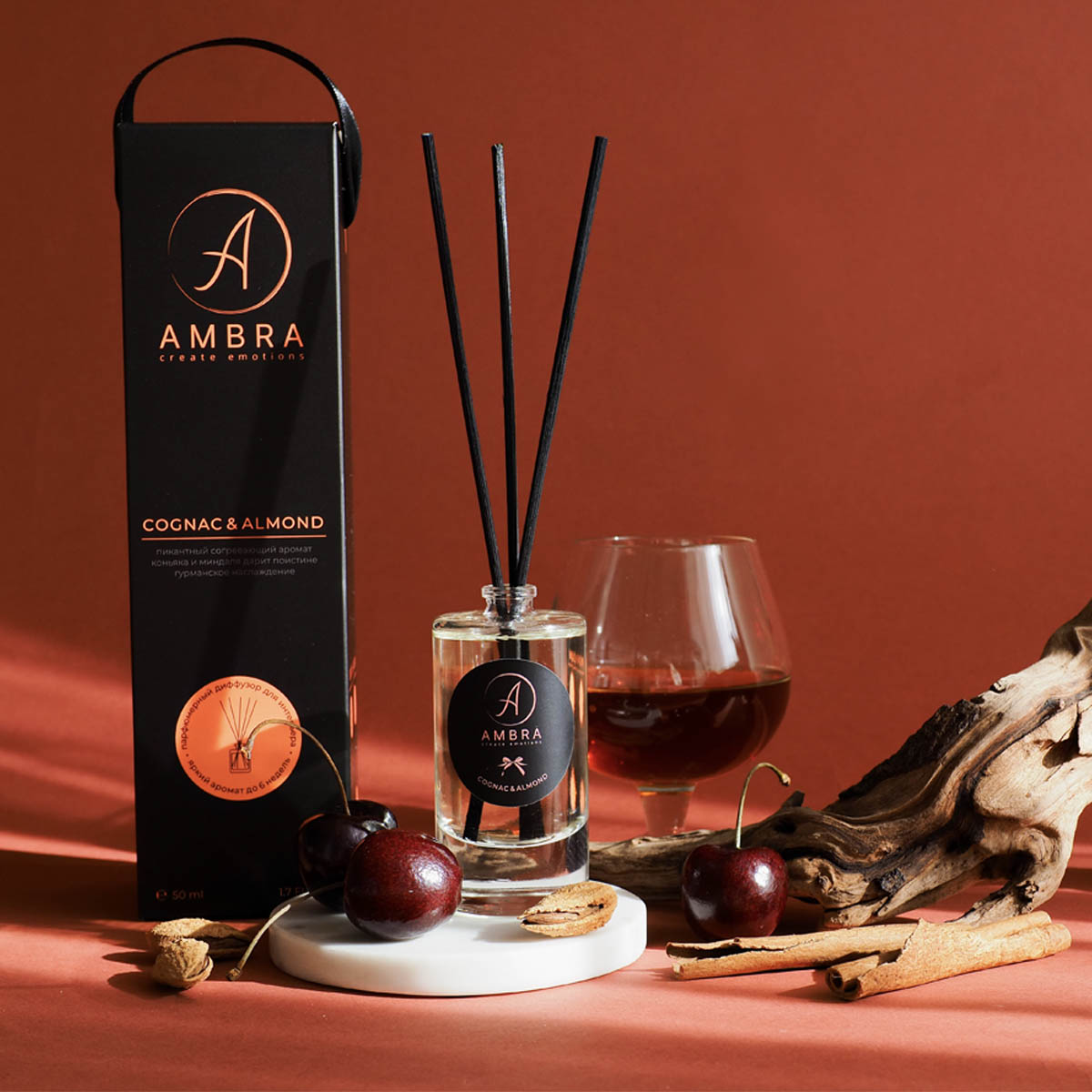 Диффузор ароматический Ambra Cognac & Almond 50мл