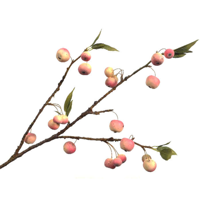 Ветка яблони с плодами Silk-ka 72см, цвет розовый, кремовый