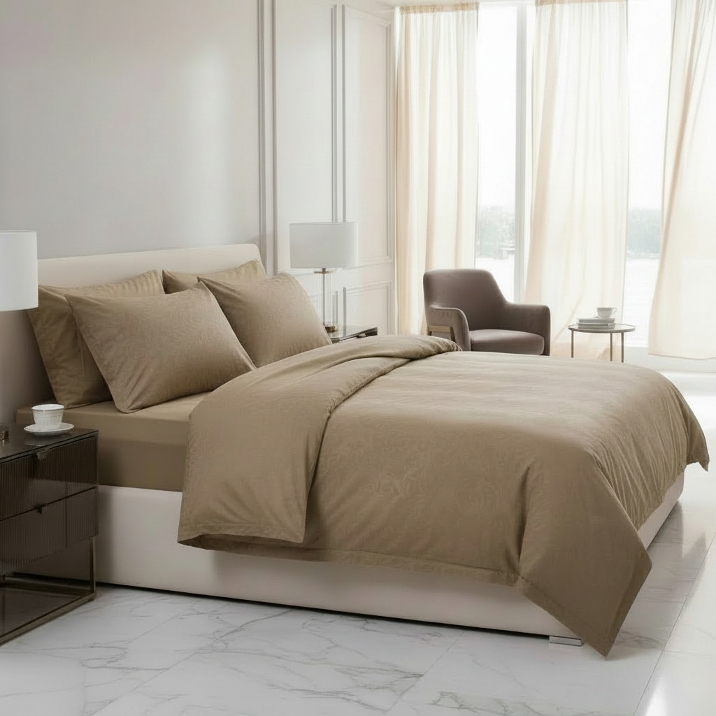 Комплект постельного белья евро Lameirinho Jacquard, золотой