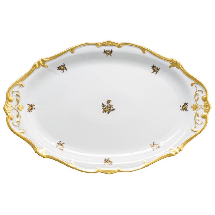 Блюдо овальное Weimar Porzellan Роза Золотая