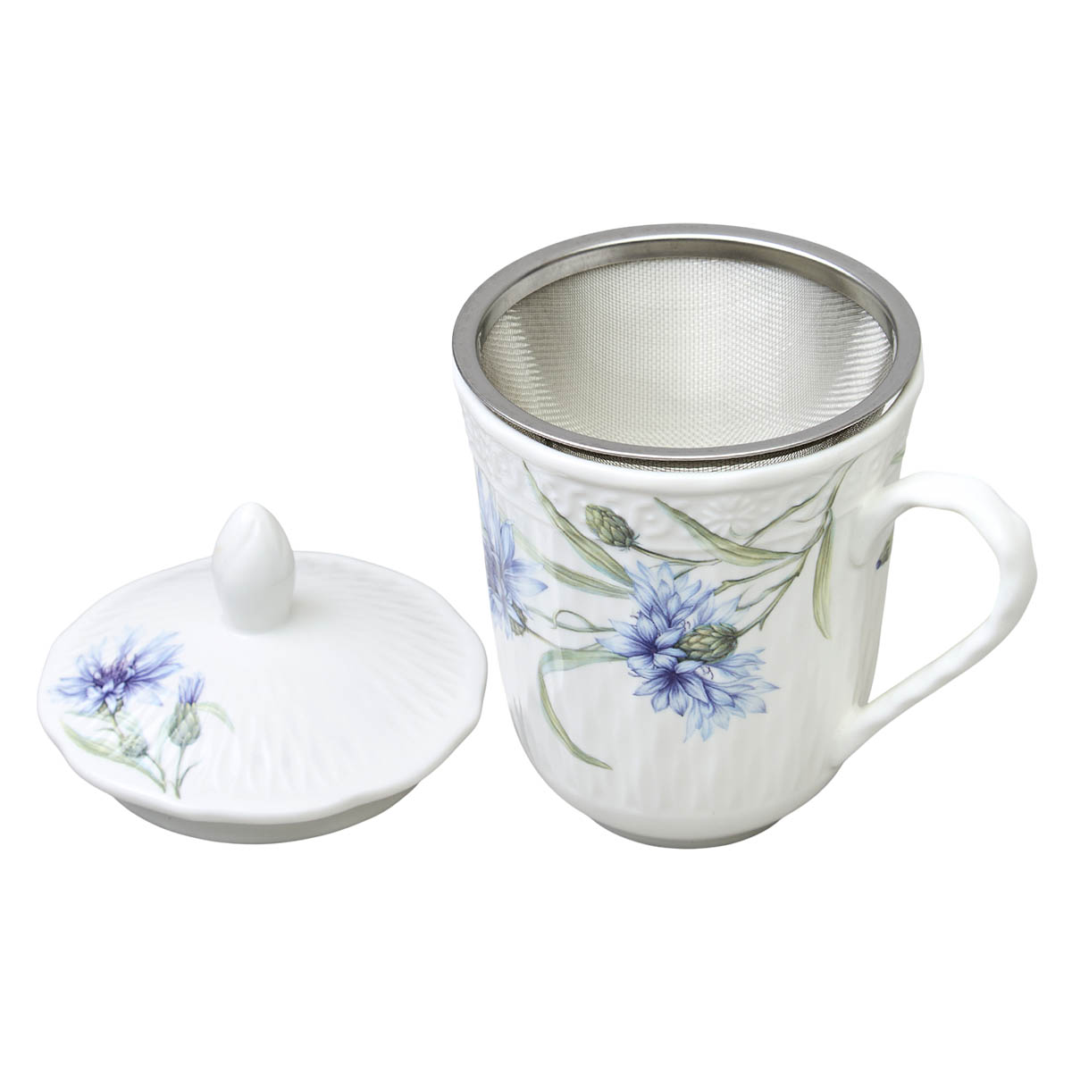 Кружка заварочная 350мл Lefard Васильки с крышкой и ситом