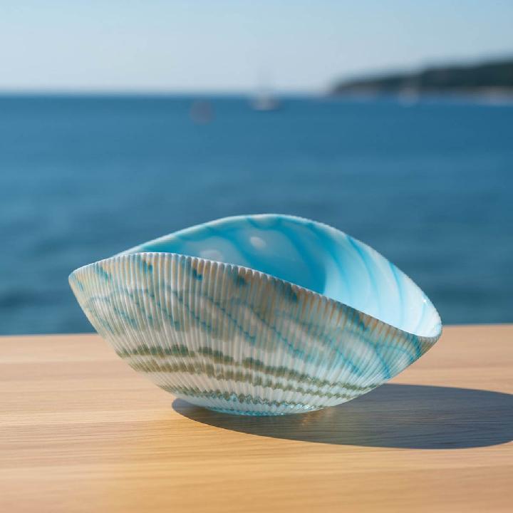 Блюдо декоративное малое Yalos Shell, слоновая кость с бирюзовым