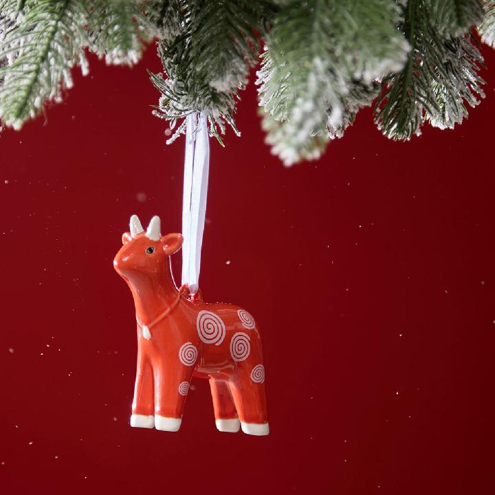 Елочная игрушка Tkano New Year Essential Символ года огненно-красного цвета