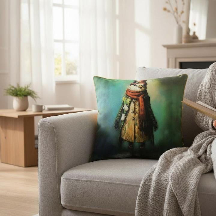 Подушка декоративная Фабрика Стильные птички Птичка в смокинге и в шляпе футляр