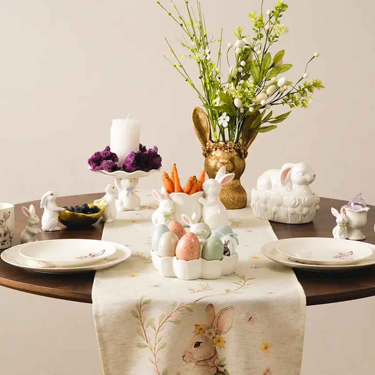 Тарелка обеденная Anna Lafarg Пасха Золотая Кролик в цветах